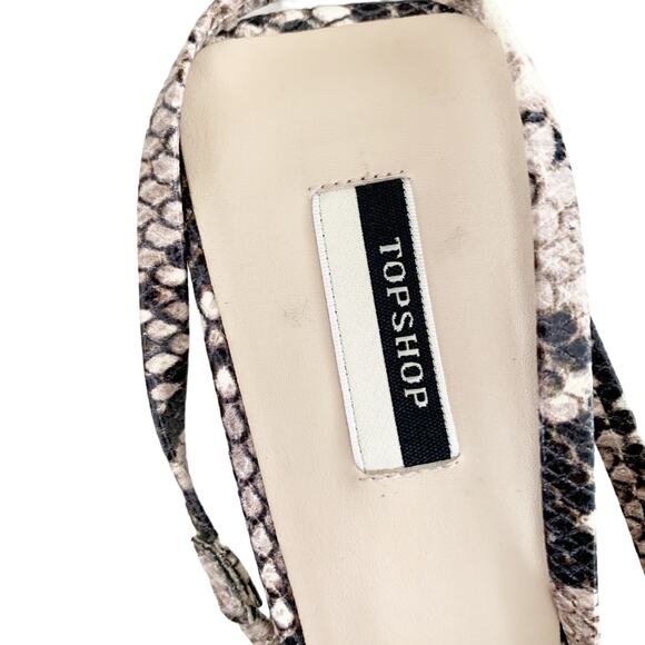 Topshop Nettle Snakeskin Leather Sandal 8 Beige Black NEW - Picture 12 of 12